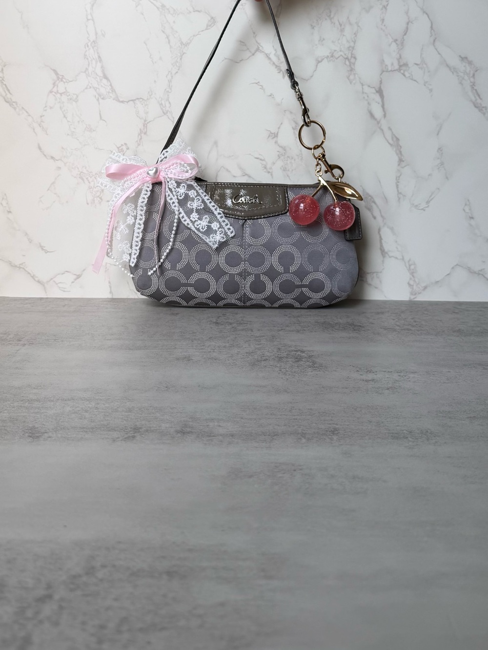 Grey Y2K Coach Mini Madison Shoulder Bag 🩰˚˖𓍢 🦢✧˚.🎀༘⋆